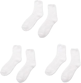 Calcetines térmicos de invierno, 3 pares, suaves y esponjosos, con forro polar, for mujer, de color liso, cálidos, gruesos, suaves y afelpados, for el hogar, for descansar, for dormir, regalo de Navid