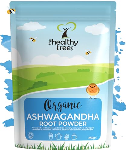 Organic Ashwagandha Powder - Raw Vegan Ashwagandha Root Powder by TheHealthyTree Company - Certified Organic Natural Stress Relief and Energy Support, Non-GMO & Gluten Free (250g)