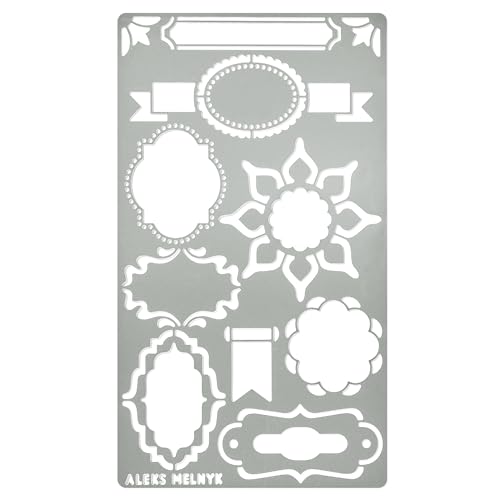 Aleks Melnyk No.28 Metal Stencil for Bullet Journaling, Planning, Drawing, Banners, Lines, Lists, Planner Stamps, BuJo, Dot Journal Stencil for Diary, Template, Scrapbook, DIY