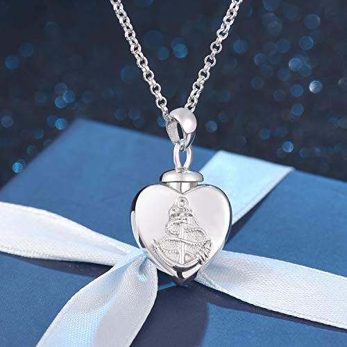 BEILIN 925 Sterling Silver Heart Cremation Jewelry Keepsake Urn Necklace for ashes : Forever in My Heart3