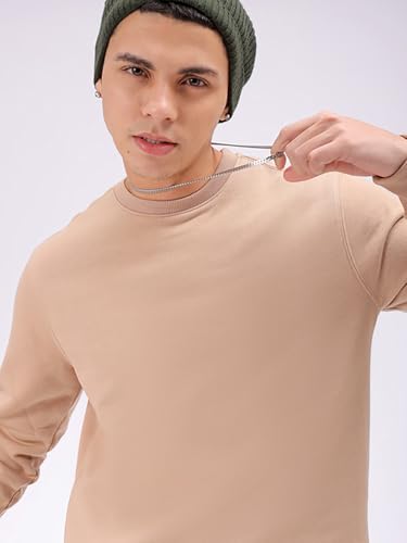 Image of The Indian Garage Co Men Regular Fit Solid Crew Neck Overhead Sweatshirt