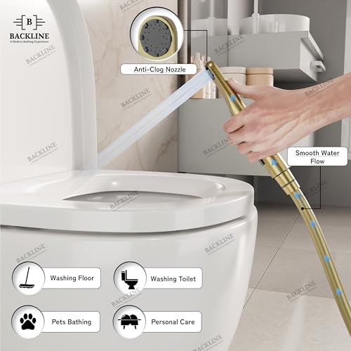 Image of B Backline Water Saving Jet Spray for Toilet | Health Faucet for Toilets | ABS Hand Gun for Bathroom Bidet Spray | Jet Spray Gun Only (Brushed Gold - Gun Only)