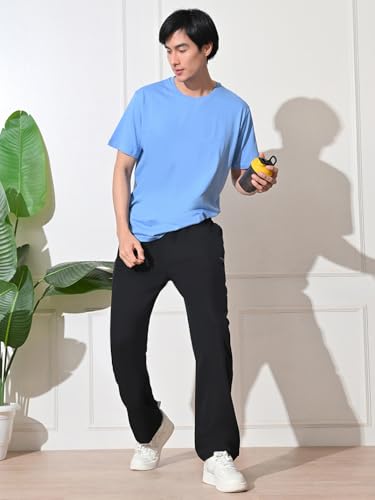 Image of FITINC Men's All-Season Relaxed Fit Track Pants | Stretchable Gym Lower with 2 Deep Zipper Pockets | Quick-Dry Athletic Joggers for Running, Workout & Yoga