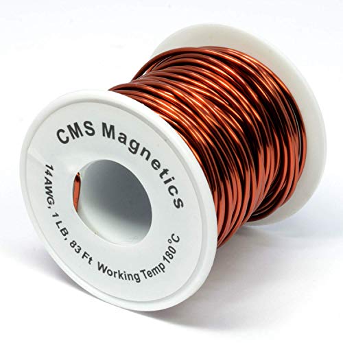 Cms Magnetics - (14 Awg,1-Pound Spool, 83 Feet) Enameled Copper Magnet Wire For Science, Speaker Coil, Transformer, Inductor, Diy Project - 356°F Working Temp, 8.2A Rated Current #TOP2