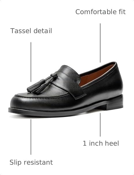 Image of ONEENO Women's Casual Flat Leather Tassel Loafer | Office Shoes