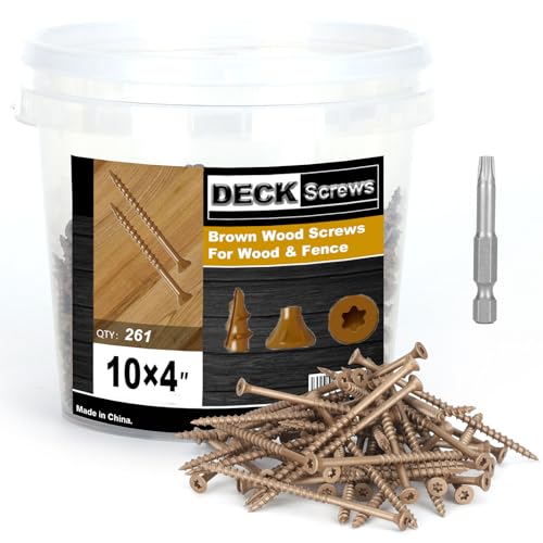 Image of Deck Screws #10 x 4'', T25 Star Torx Drive Flat Head Wood Screws, Brown, 5lb