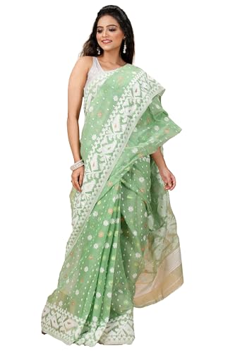 Image of OISHANI SAREE GHOR Women's Traditional Bengal Cotton Silk Soft Jamdani Saree - Beautiful design and Quality - Without Blouse Piece