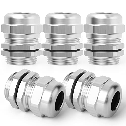 Qcqiang 5Pcs Pg16 Nickel-Plated Copper Waterproof Cable Gland, Adjustable 10-14Mm Cable Gland Protectors #TOP8