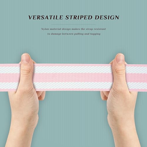 Image of chushui Woven Stripe Purse Straps,Replacement Crossbody Wide Shoulder Adjustable Strap for Bag Handbags,Pink and White and Pink