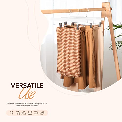 House Day 25Pcs Wooden Pants Hangers For Men, 14" White Wood Hangers For Pants With Clips, Solid Wood Skirt Hangers For Women With Adjustable Clips, 360° Swivel Hook Pant Hangers With Clips (White) #TOP1