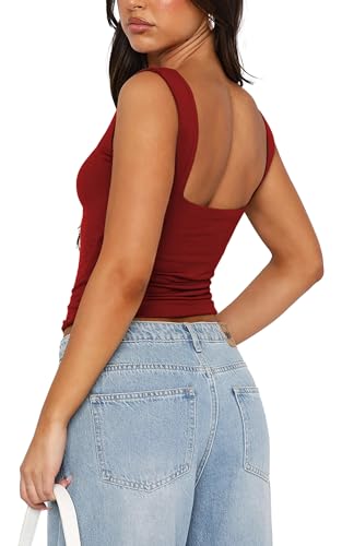 Going Out Tops for Women Trendy Summer Sexy Cute Crop Y2k Tank Tops Strapless Backless Sweetheart Basic Baby Tees Fitted T Shirt Red Vacation Beach Strappy M - Image 3