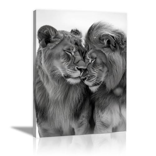 Décoration murale salle de bains poster moderne lion sur toile 20x30cm