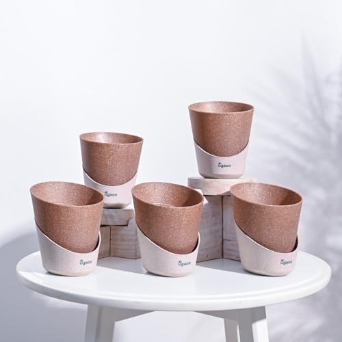 UGAOO 4 Inch Atlantis Self Watering Planter - Set of 5 (Brown) | ...
