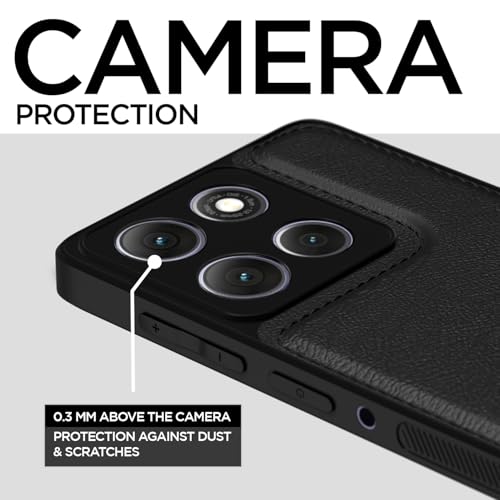 Image of Outlouders Back Cover for Motorola Moto G86 Power 5G | Full Camera Protection | Super Soft-Touch | Raised Edges | Flexible Pu Leather | Bumper Case (Black)