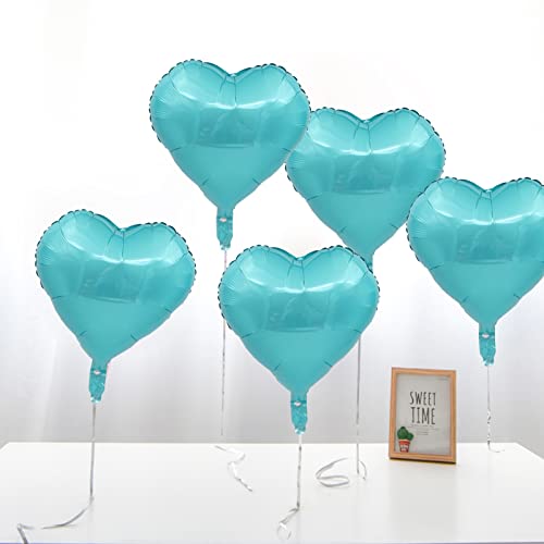 30 Pcs Tiffany Blue Heart Balloons 18In Foil Teal Heart Shape Aluminum Helium Mylar Balloons Foil Balloon Baby Shower Decoration For Girls Kids Valentine Day Birthday Wedding Bridal Bachelorette Party #TOP6