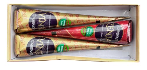 Zenia (Pack Of 3) 100% Natural Henna Hair Color Paste Hair Dye Cones Dark Reddish-Brown Color 25G Each Cone #TOP3