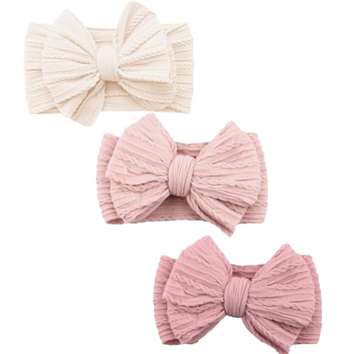 3 Stück Baby Turban Stirnband Baby Mädchen Nylon Stirnbänder Schleife Stirnband Weiche Schleife Kopfbedeckung Elastische Haarbänder für Neugeborene, Kleinkinder (Beige Blush Lichtrosa, eine Größe) 3 Stück Baby Turban Stirnband Baby Mädchen Nylon Stirnbänder Schleife Stirnband Weiche Schleife Kopfbedeckung Elastische Haarbänder für Neugeborene, Kleinkinder (Beige Blush Lichtrosa, eine Größe)