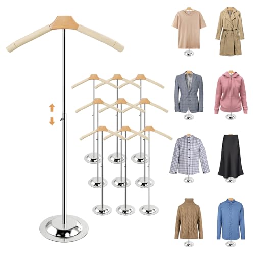 20-35 Inch Height Adjustable Shirt Display Stand, T Shirt Display Stand for Vendors, Shirts Rack for Clothing Dress Garment Coat Retail (White, 10 Pcs)