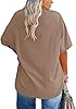 Fisoew Women's Plus Size T-Shirt with V-Neck Short Sleeve Summer Oversize Shirt Basic Loose Top Large Sizes Cotton Tee Tops, Khaki, 4XL #1