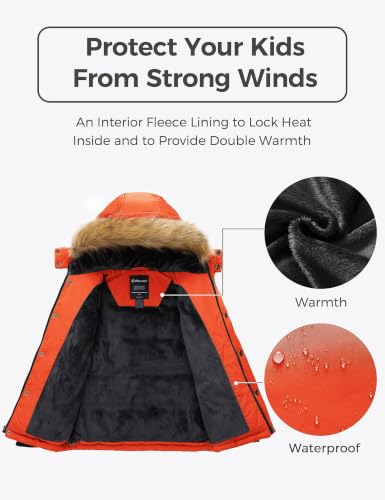 Image of Wantdo Boys' Winter Coat Warm Puffer Jacket Waterproof with Faux Fur Hood