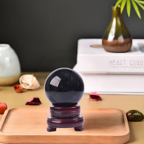 Idée cadeau cristal de roche obsidienne noire sphère décorative de 10 cm