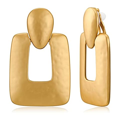 CLASSYZINT Matte Gold Square Clip On Earring Cover