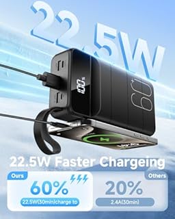 PDBEST PowerBank 60000mAh Fast Charging, Battery Pack 22.5W Power Bank with USB C, Portable Charger LED Display, 4 Outputs and 2 Inputs Compatible with iPad Tablets iPhone etc.