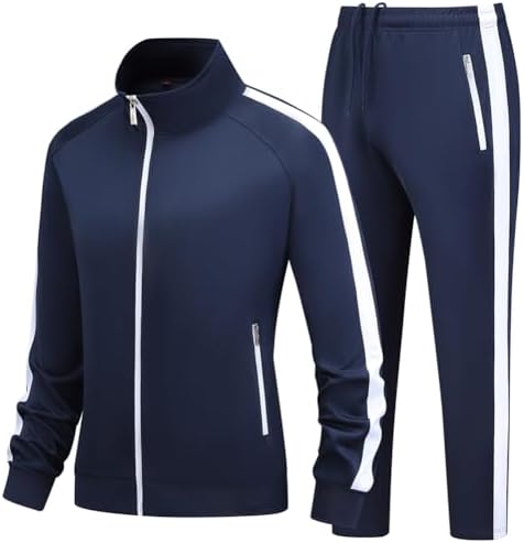 BFZHWANG Women's 2 Pieces Long Sleeve Outfits Sweatsuits Tracksuit Set for Women Full Zip Active Sets Athletic Suits Blue White M