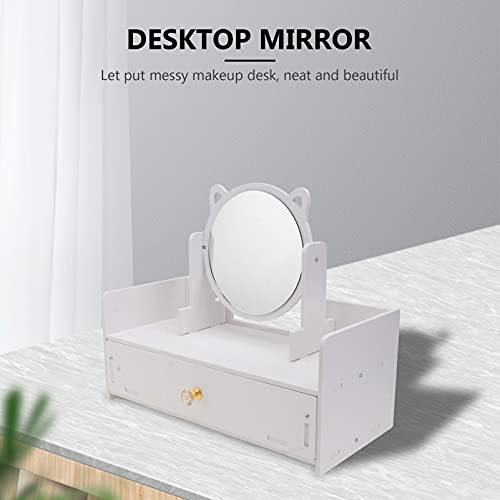 Espejo para maquillaje redondo con almacenamiento y rotación 360° miniatura 5