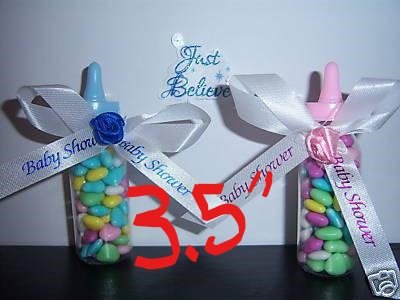 Perfectmaze's 48 Piece Set of Baby Bottles 2 sizes(3.5" or 5") Baby Girl Baby Boy Shower Decoration Favors (5 Inches, Blue )