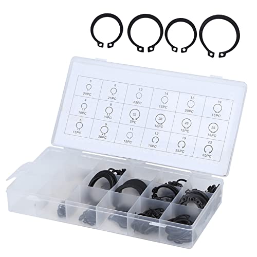 E Clip Set, 300Pcs 2-32mm Snap Circlip Kit Metal Retaining Rings for Mechanics Automotive Repair Industrial Machinery