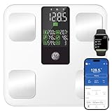 GE Smart Body Weight Scale, with 8-in-1 Display for BMI Body Fat Muscle Mass, Digital Bathroom Bluetooth Scale, 14 Composition Analyzer for Health Monitoring, 11.8", Accurate 400lb Weighing, White