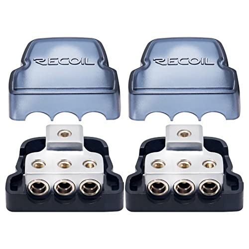 RECOIL DB13P Distributore Di Corrente 3 Vie (confezione Da 2) – Ingresso 1x 50/35/25mm² (0/2/4 AWG) E Uscite 3x 25/10mm² (4/8 AWG) Per Impianti Audio Auto E Amplificatori