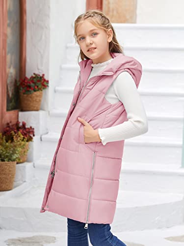 Inorin Kids Unisex Boys Girls Lightweight Long Gilets Jacket Hooded Quilted Vest Sleeveless Down Coat Parka Outwear #TOP1
