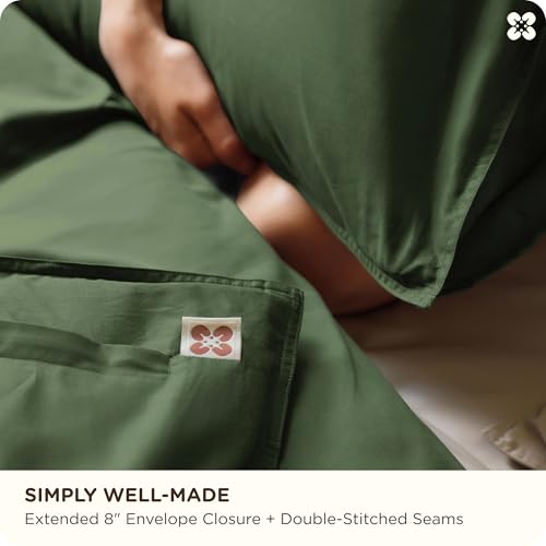 Image of Bedsure Cooling Duvet Cover King Size, Cotton & Viscose Derived from Bamboo Duvet Cover Set, PureWoven Ultra-Soft, Breathable & Lightweight Home Bedding for All Seasons(Olive Green,104 inchx90 inch)