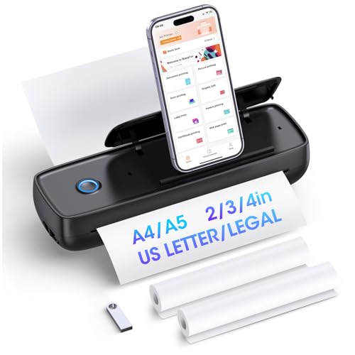 Aixiqee Portable Thermal Printer, Wireless & Bluetooth Mini Inkless Printer for Travel, Office,...