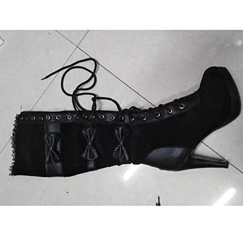 Vrouwen Lace Bow Knoop Hoge Hakken Laarzen Schoenen Dames Lace Up Bandage Lange Motorlaarzen Schoenen Riding Party… - Image 4
