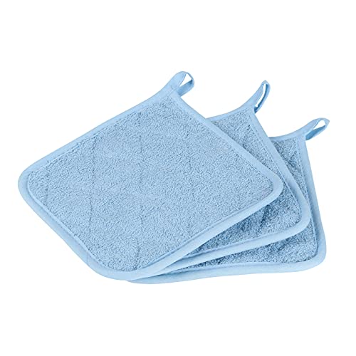 Arkwright Terry Cotton Pot Holders - Kitchen Hot Pad Potholder Set, Heat Resistant Coaster For Cooking And Baking, 7 X 7 In. (Pack Of 12), Blue #TOP2