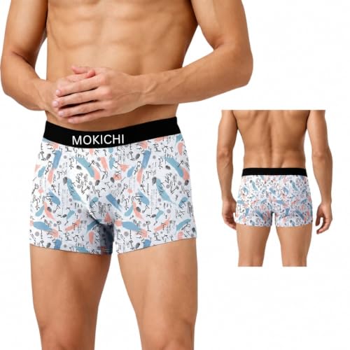 Image of Men's Printed Boxer Briefs | Soft Stretch Comfortable Trunks with Elastic Waistband | Breathable Everyday Innerwear for Men | Assorted Multicolor Prints | Pack of 4