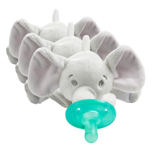Image of Philips AVENT Soothie Snuggle Pacifier Holder with Detachable Pacifier,0m+,Elephant,SCF347 /03-,(Pack of 3)