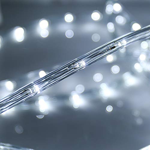 image for DINGFU 50ft 360 LED Waterproof Rope Lights, 110V Connectable Indoor Ou