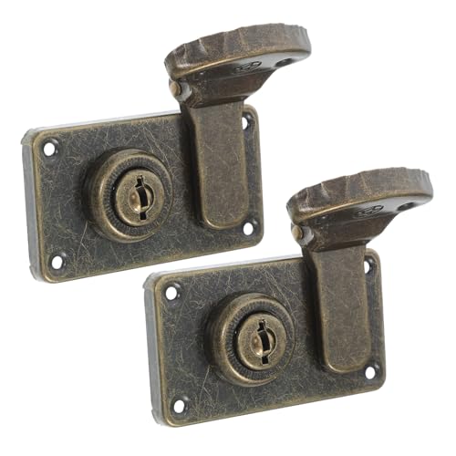 IWOWHERO Vintage Decorative Latch Hasp Iron Bronze Hasp Clasp Latch Lock for Suitcase and Wood Case Replacement Cabinet Lock Hardware for Travel Luggage Boxes 2 Pieces