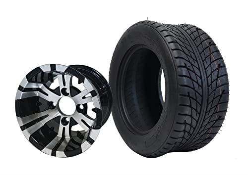 10\" VAMPIRE Golf Cart Wheels and 205/50-10 DOT Low Profile Golf Cart Tires Combo - Set of 4