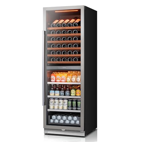 Image of Ca'Lefort 24 Inch Dual Zone Wine & Beverage Center, 185 Can & 77 Bottle | 69-Inch Tall Wine Cellar, Quiet Inverter Compressor, 40-65F Temperature Control, Display Shelf, Glide-Out Shelves & Drawer