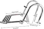 Stainless Steel 4 Steps Removable Folding Rear Entry Pontoon Boat Ladder with Extra Wide Step for Boat Yacht Dock