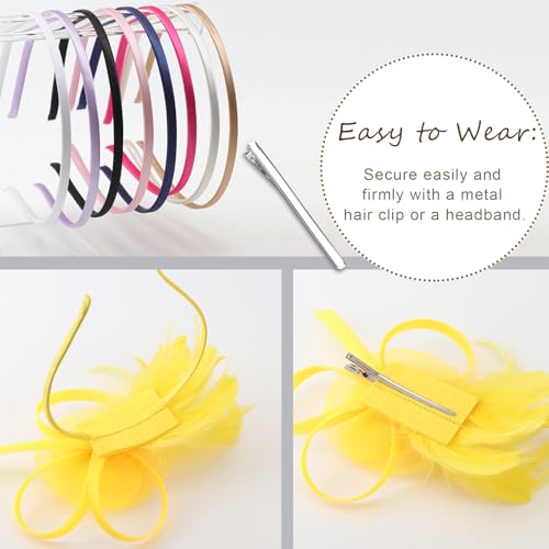 Image of DRESHOW Fascinators Hats for Women Tea Party Fascinator Hats Vintage 50s Headwear Cocktail Wedding Church Derby Hat
