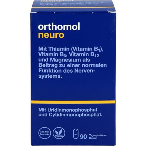 Orthomol Neuro mit Thiamin Vitamin B1 Vitamin B6 B12 und Magnesium - als Beitrag zu einer normalen Funktion des Nervensystems - Kapseln 90 St. Tagesportionen