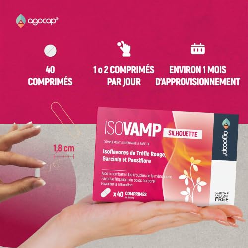 Isovamp supplément ménopause, à base de Trèfle Rouge, Isoflavones de Soja, Cimicifuga | Contrôle les bouffées de chaleur, sautes d'humeur et soutient la ménopause | suppléments ménopause Agocap – vue 3
