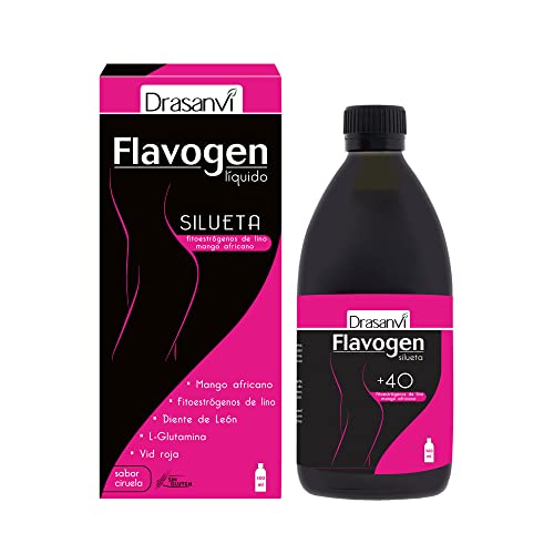 DRASANVI FLAVOGEN SILUETA - Mango africano + Diente de León + Alcachofa + Vid Roja + Ácido fólico - Ayuda en el control del peso - VEGANO - SIN GLUTEN - 500ml