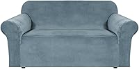 Vista 102 de H.VERSAILTEX Funda de terciopelo elástico para sillón, funda para sillón de 1 cojín para sala de estar, funda de muebles hecha de terciopelo grueso